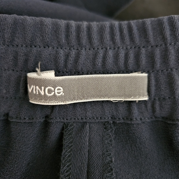 Vince Jogger Pants Navy Blue Crepe Pleated High Rise Pull On Stretch Waist - Picture 3 of 3